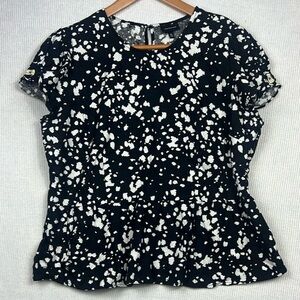 Who What Wear Linen Blend Women’s Peplum Top Blouse Graphic Print Size XL